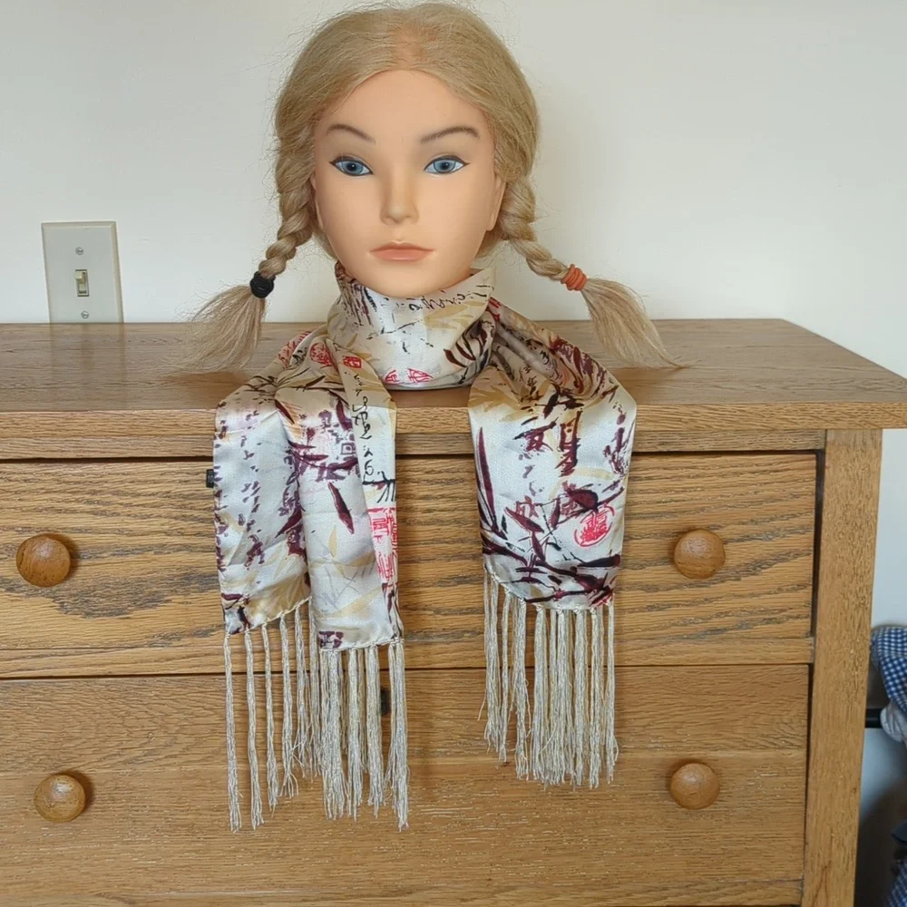 Oriental scarf with fringe NWOT